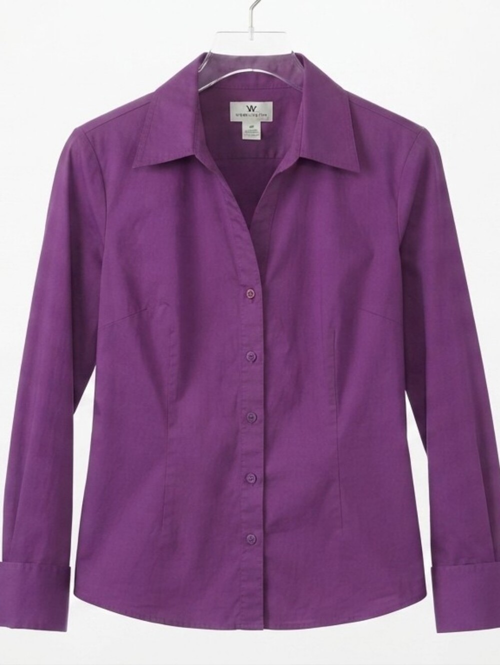 Worthington Women's Purple Button-Up Shirt Size 10P Petite Stretch
